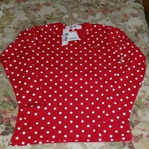 Long Sleeves Red Polka Dots Shirt